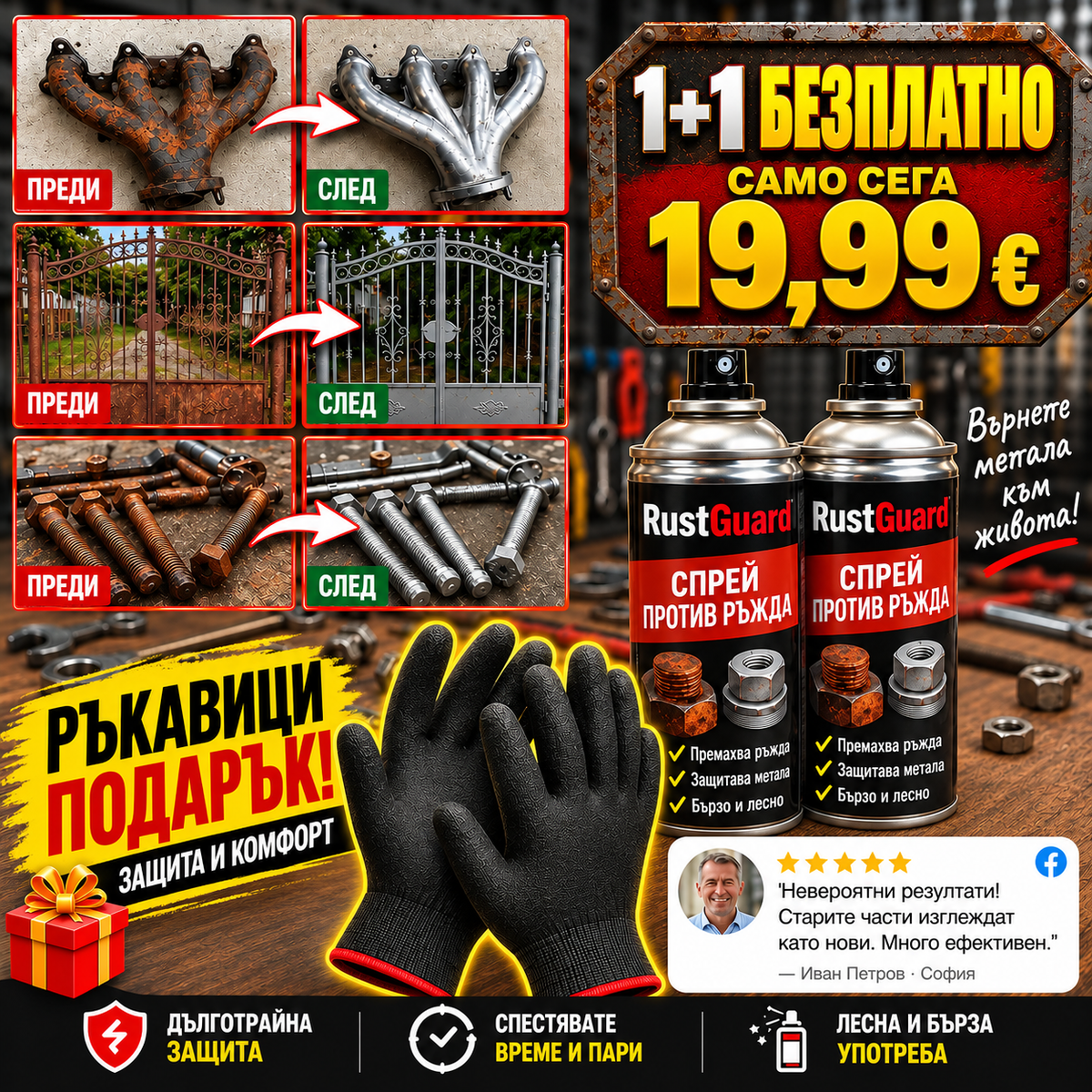 Спрей За Премахване На Ръжда RustGuard™ 1+1