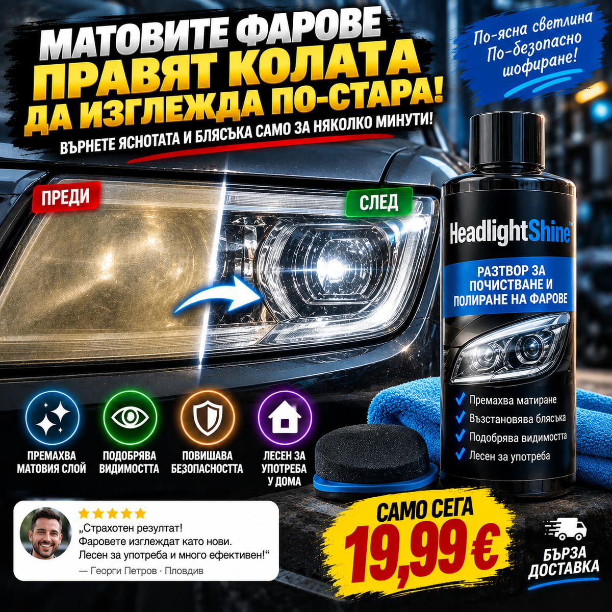 Разтвор За Полиране На Фарове HeadlightShine™